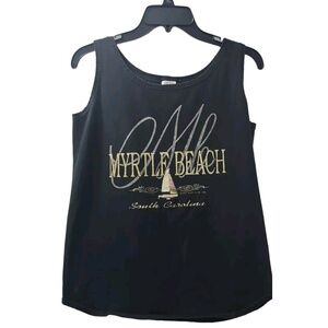 Myrtle Beach Tank Top Sleeveless Graphic Vacation Souvenir Black XL